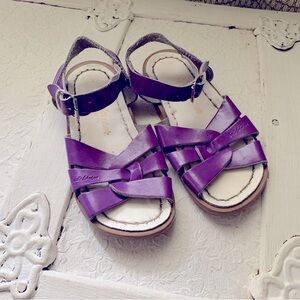 SALT WATER Purple Patent Leather Sandals for Toddler Girl (Size 8)